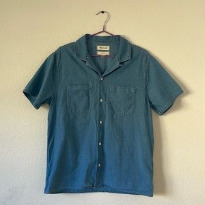 Madewell Men’s | Indigo Easy Short-Sleeve Camp Shirt in Ticking Stripe